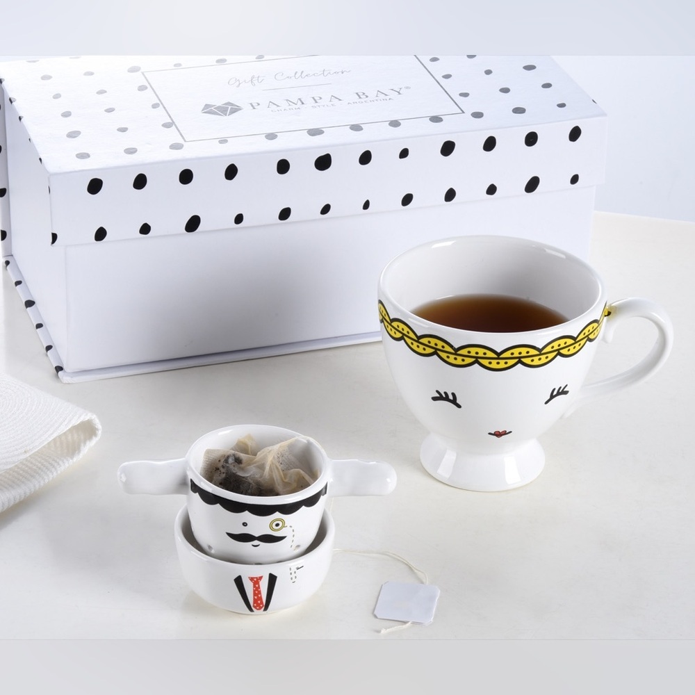 Tea couple porcelain tea set cute funny novelty gift new in box - Picture 4 of 10